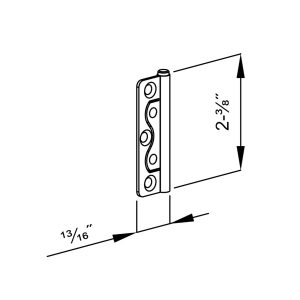 Drawing with dimensions of our Hinge for bifold doors up to 55 lbs