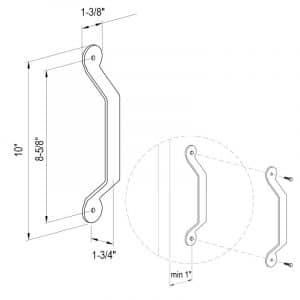 Drawing with dimensions of our steel trapezoidal handle