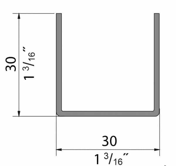 Drawing with dimensions of our U channel for SLID'UP 1700