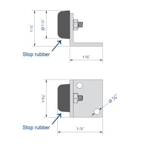 Drawing with dimensions of our door stop for heavy duty sliding door up to 180 lbs