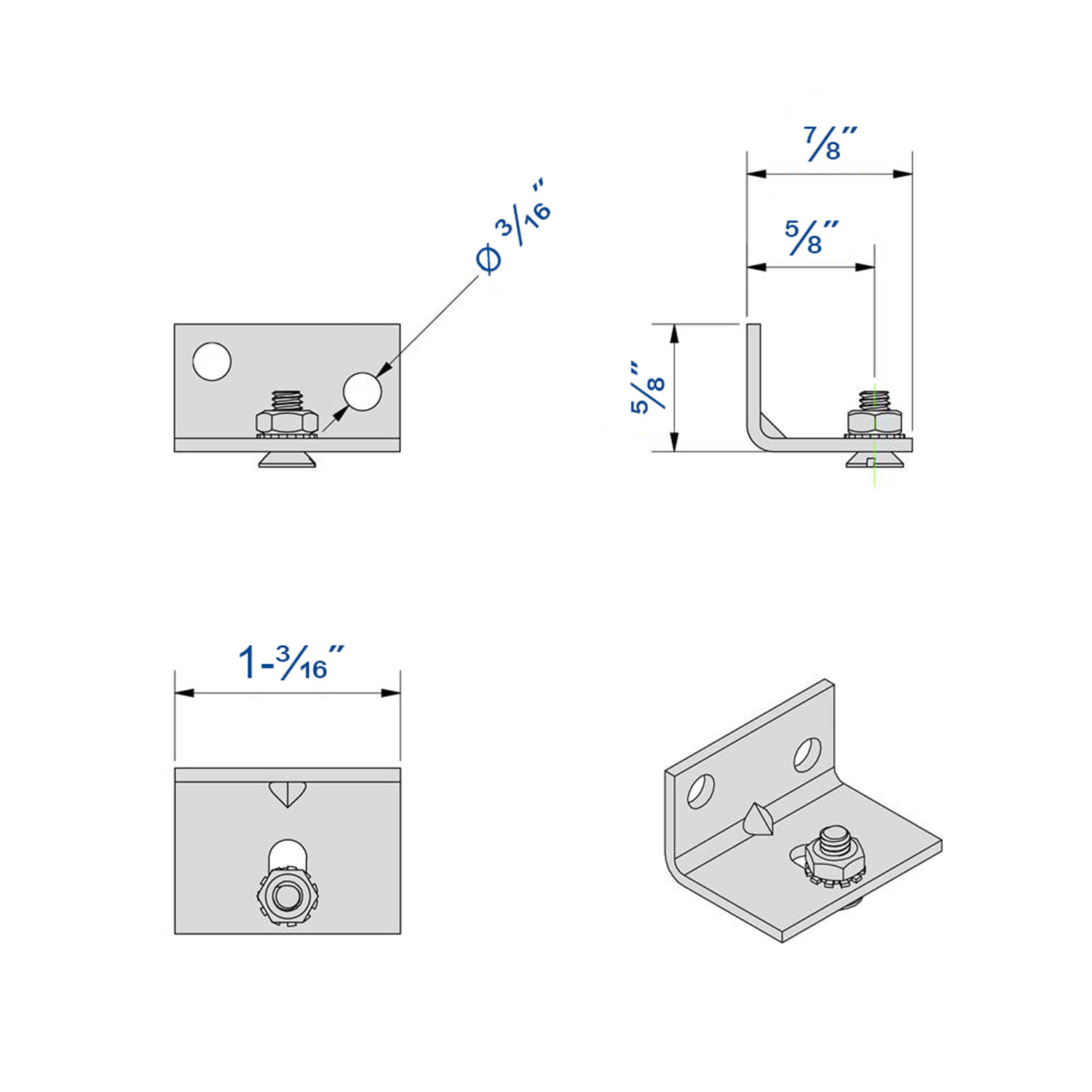 Drawing with dimensions of our wall mounting bracket for SLID'UP 1100, 1200, 1300 - 90 lbs