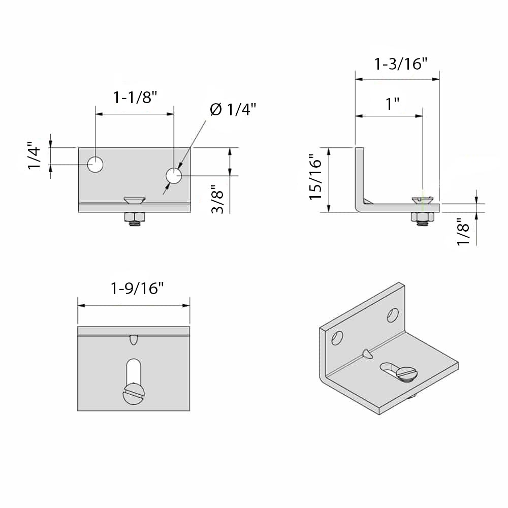 Drawing with dimensions of our wall mounting bracket for SLID'UP 1100, 1300