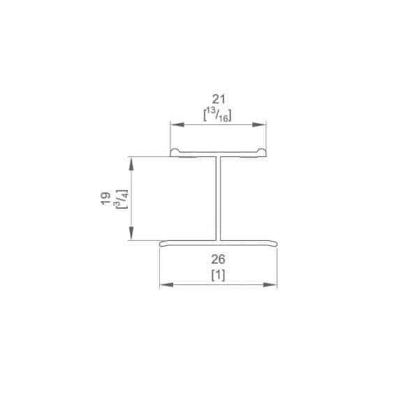 Drawing with dimensions of our 70″ H profile for sliding closet doors