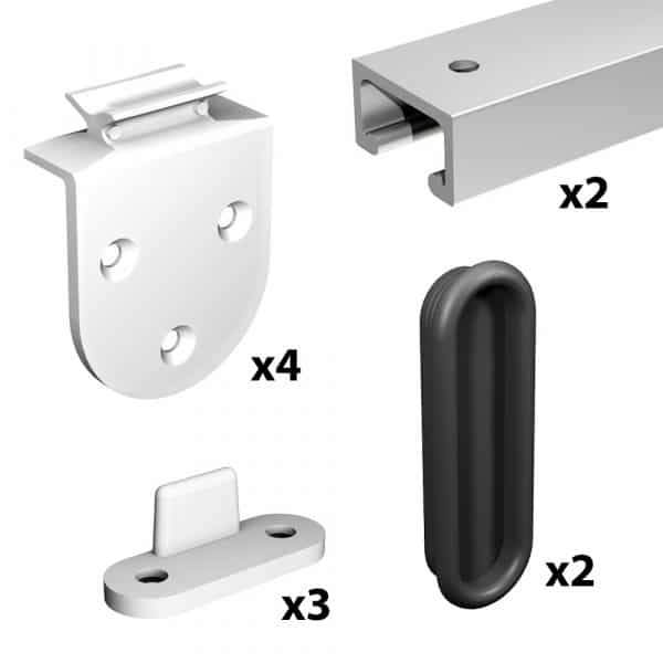 Quantity of items in our complete kit SLID'UP 1900 for 2 bypass cabinet doors