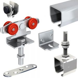 SLID'UP 2000 hardware kit with one track for one door up to 130 lbs, 2" thick