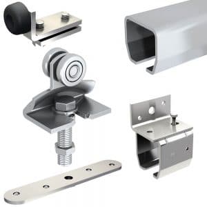 SLID'UP 2000 hardware kit with one track for one door up to 310 lbs, 1-1/2" thick