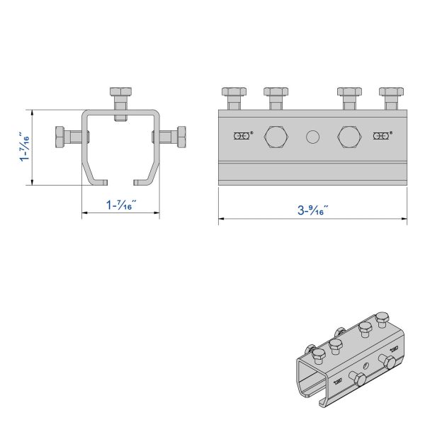 Drawing with dimensions of our connector sleeve for wall mounting for SLID’UP 2000 (for track SU2048)