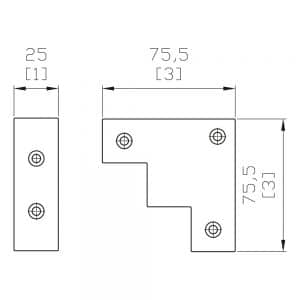 Drawing with dimensions of our black decoration angle for SLID'UP 240