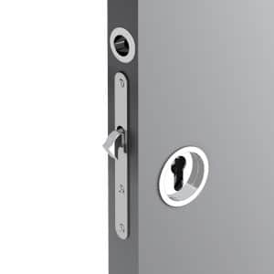 Zoom of our mortise lock kit for Yale cylinder – Round handles - Chrome