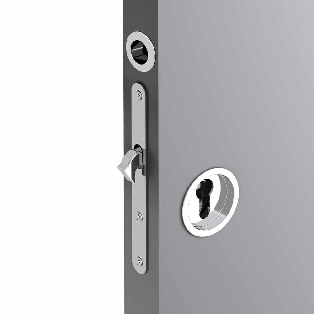 Ambiance image of our mortise lock kit for Yale cylinder - Steel with chrome finish