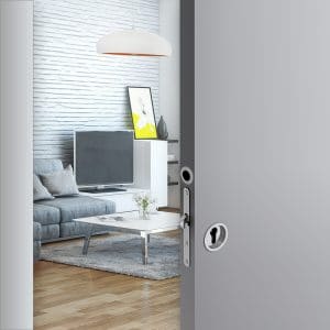 Ambiance image of our mortise lock kit for Yale cylinder – Round handles - Satin