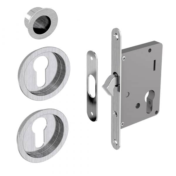 Mortise lock kit for Yale cylinder – Round handles - Satin