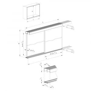 Drawing with dimensions of our SLID'UP 280 - Black color