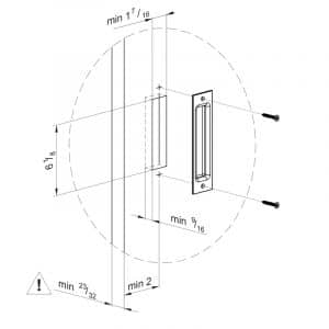 Drawing with dimensions of our black rectangular handle SU5966