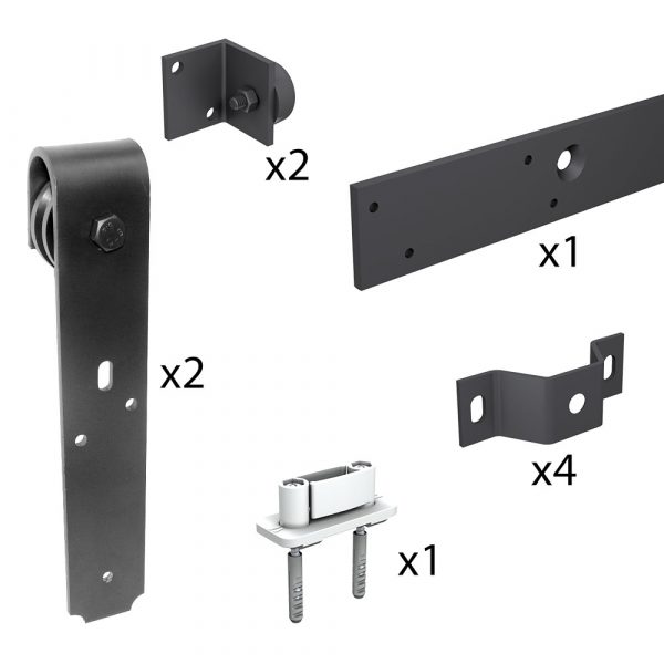 Quantity of items in our sliding barn door hardware kit - ROCDESIGN - Black