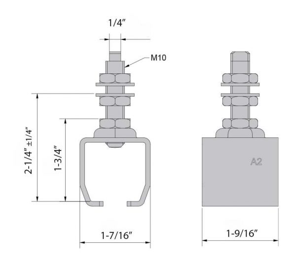 Drawing with dimensions of our stainless steel mounting sleeve for SLID’UP 2000 - 130 lbs