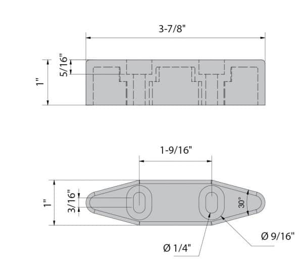 Drawing with dimensions of our nylon bottom guide