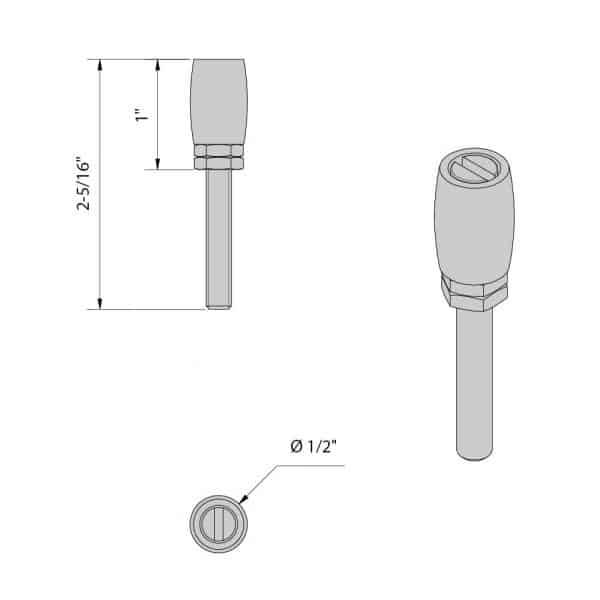 Drawing with dimensions of our nylon roller guide without plate for SLID'UP 2000