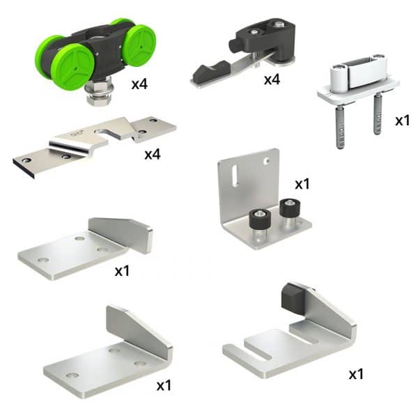 Quantity of items in our roller kit for telescopic doors SLID'UP 2500 for 2 doors , opening on the left