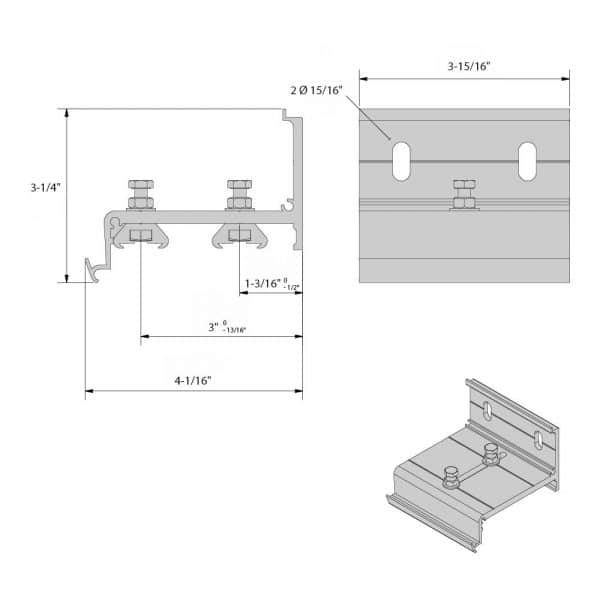 Drawing with dimensions of our wall-mounting bracket for SLID'UP 2500