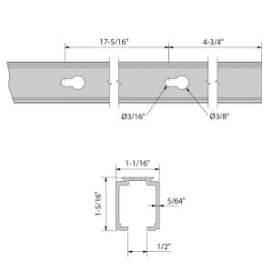 Drawing with dimensions of our anodized aluminum track for SLID'UP 1000