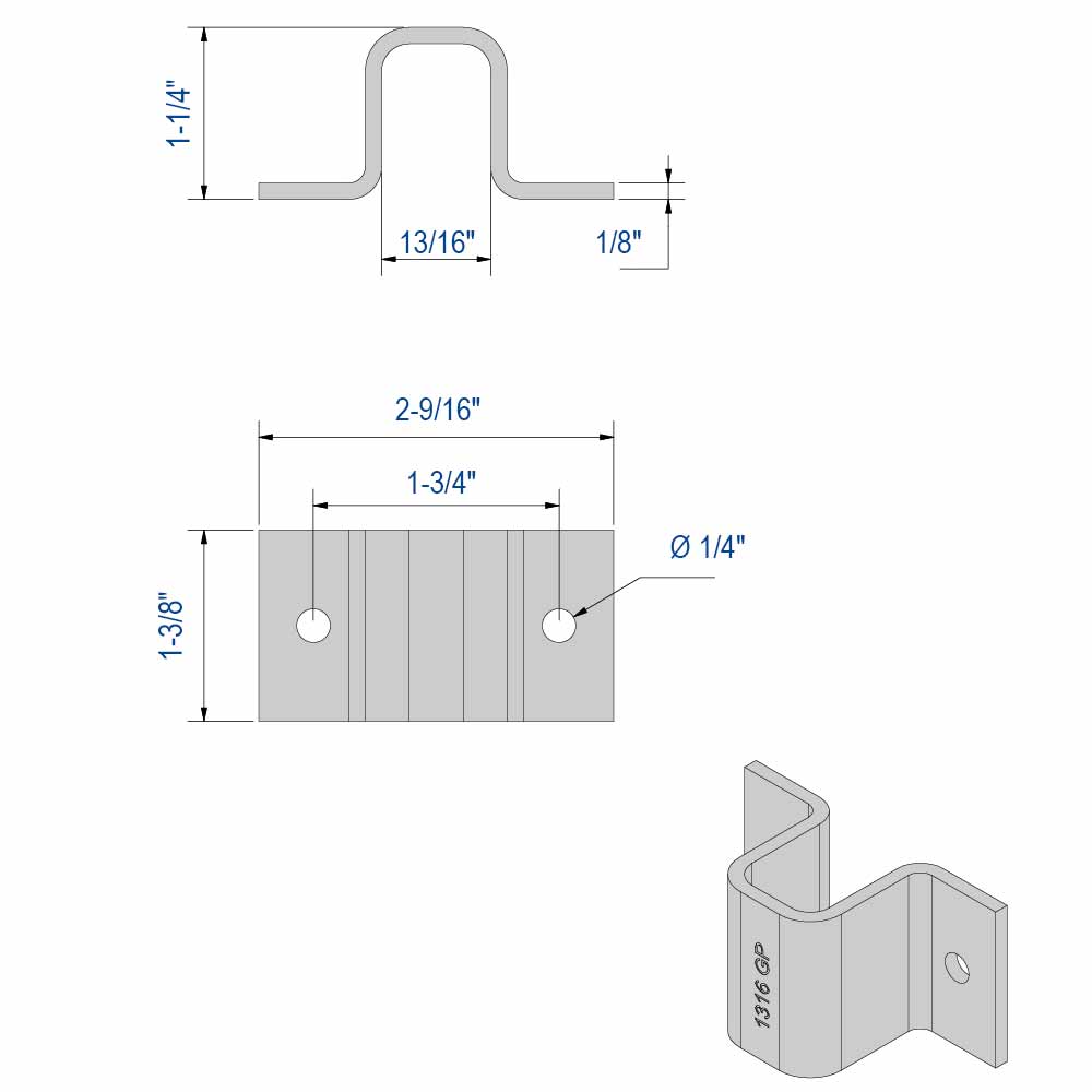 Drawing with dimensions of our Door lock strike for lock bolt