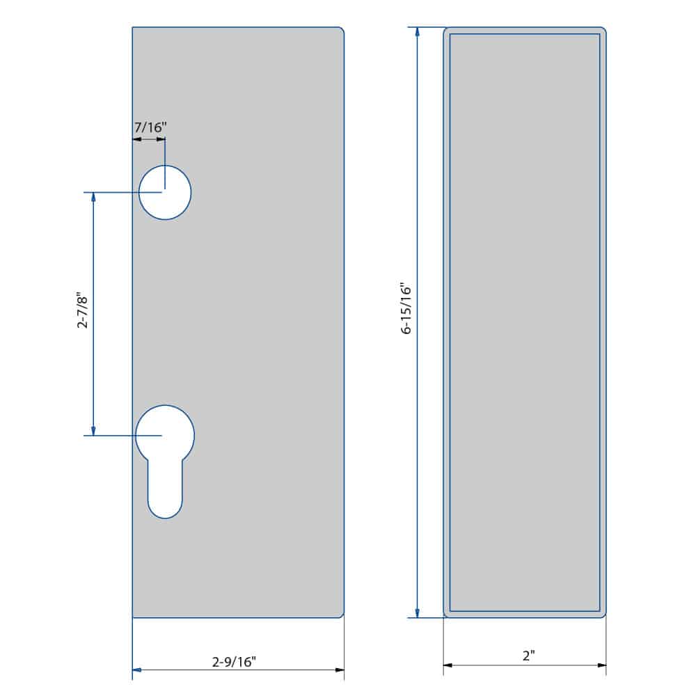 Drawing with dimensions of our box for gate lock