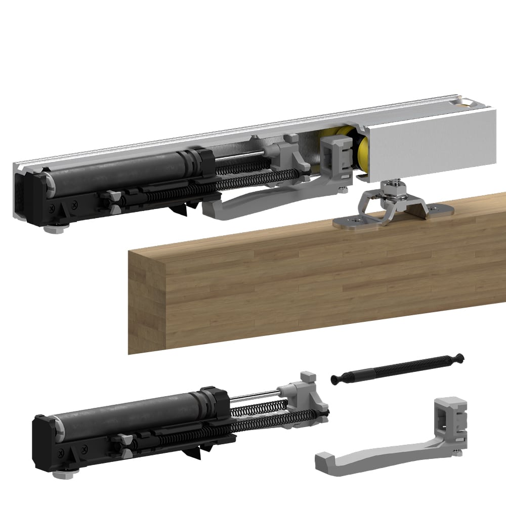 Mounting picture of our soft closer for light doors for SLID'UP 160, 170, 190 for doors between 20 lbs to 175 lbs.