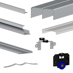Kit SLID’UP 280 aluminio anodizado negro para 3 puertas de armario correderas 18 mm – perfil 3 m – 50 kg