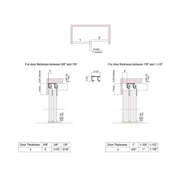 Drawing with dimensions of our SLID'UP 110 for 2 doors