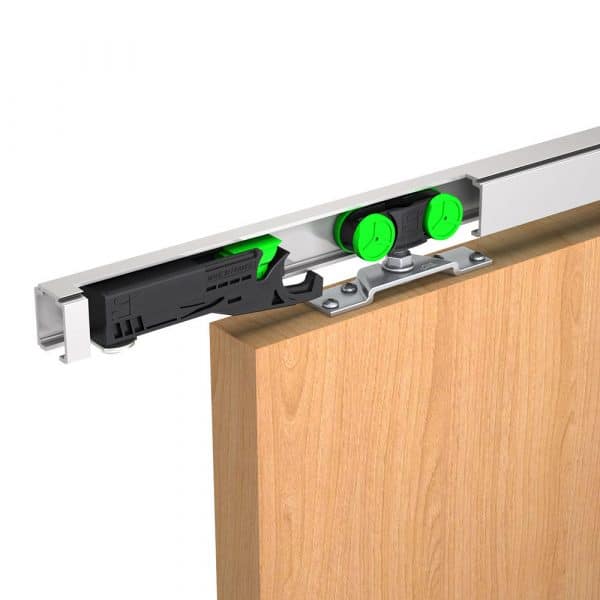 Mounting picture of our SLID’UP 1000 – Sliding door hardware kit for 1 door up to 90 lbs - 76" track