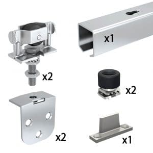 Content and quantities of our SLID’UP 1200 – Sliding door hardware kit for 1 exterior door up to 90 lbs - 61" track