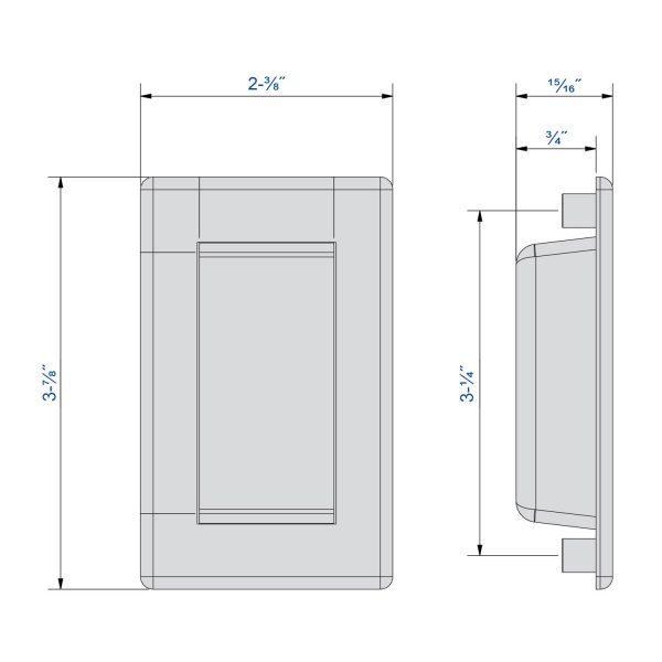 Drawing with dimensions of our ectangular flush pull handle