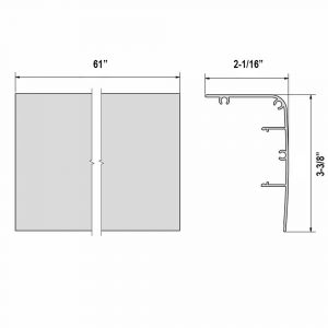 Drawing with dimensions of our valance plus End caps for SLID'UP 1000 - 61"