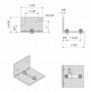 Drawing with dimensions of our Wall fixing bracket for double-track for SLID'UP 1200