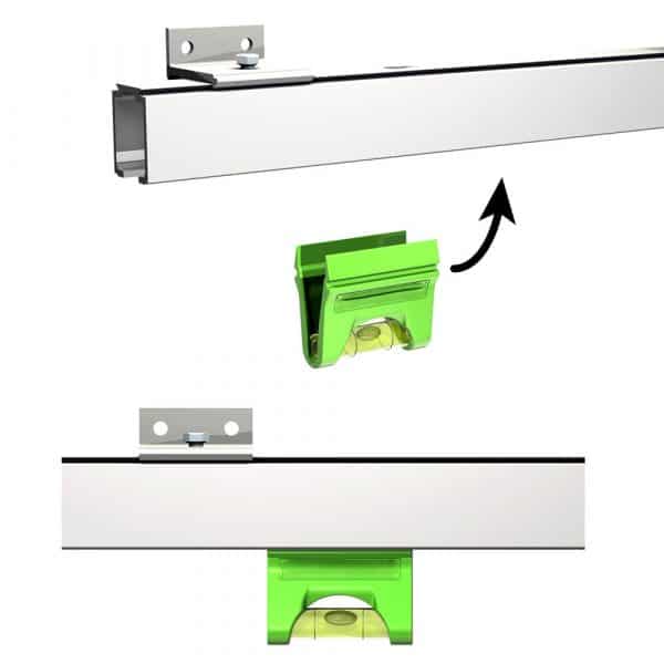 Mounting picture of our spirit level for sliding door track