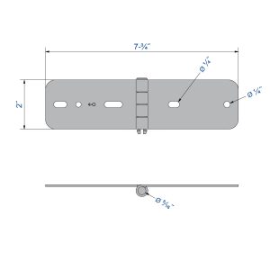 Drawing with dimensions of our Galvanized Steel Hinge - 5/16" axle diameter - 4-1/2" height