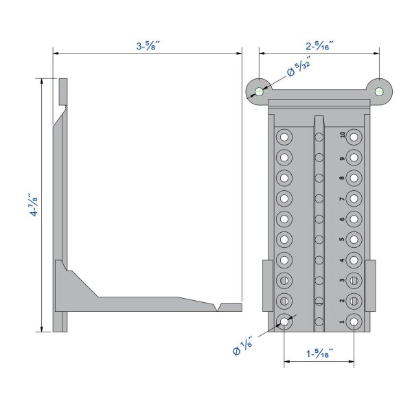 Drawing with dimensions of our bracket to mount sliding door track on sloped wall