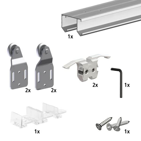 Kit de montaje de puertas correderas para muebles tipo libro - Para armario  con puertas plegables (carril de 3 metros, 1 puerta, cierre suave)