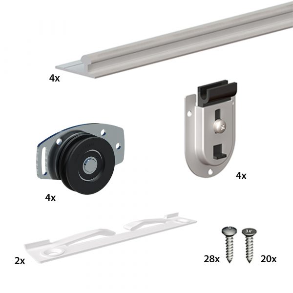 Number of items on our SLID'UP 130 kit for 2 doors with 47" tracks