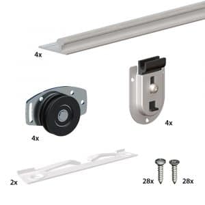 Components of SU5116 kit for SLID'UP 130 for sliding closet doors