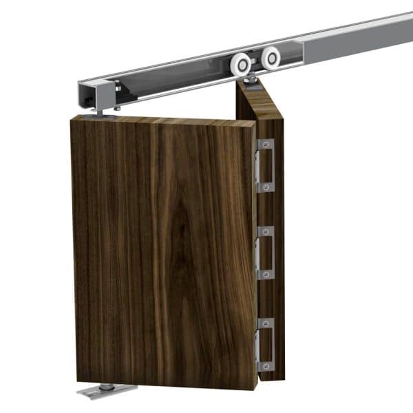 Mounting picture of our SLID'UP 150 for 2 sliding bifold doors Silver color