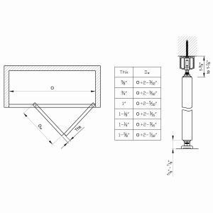 Drawing with dimensions of our SLID'UP 150 complete kit for 2 folding doors