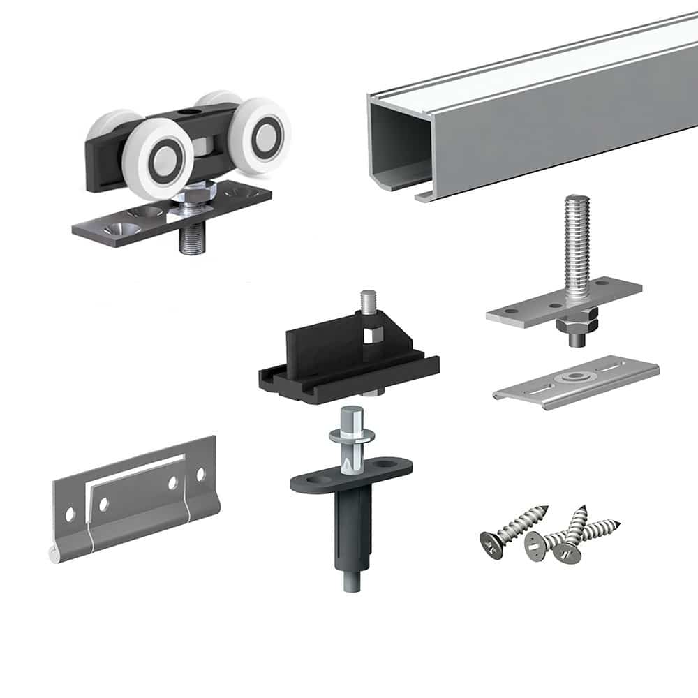 Juego de accesorios para puerta corredera plegable con riel de aluminio de  1 m serie FOLDY