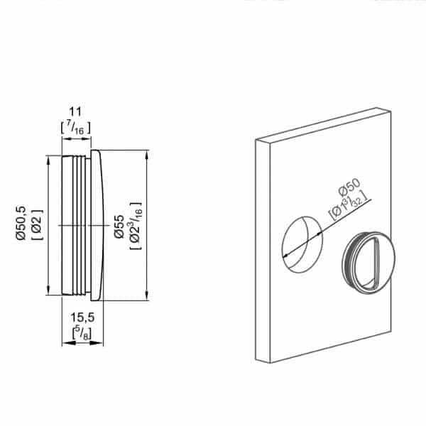 Drawing with dimensions of our red round flush pull handle