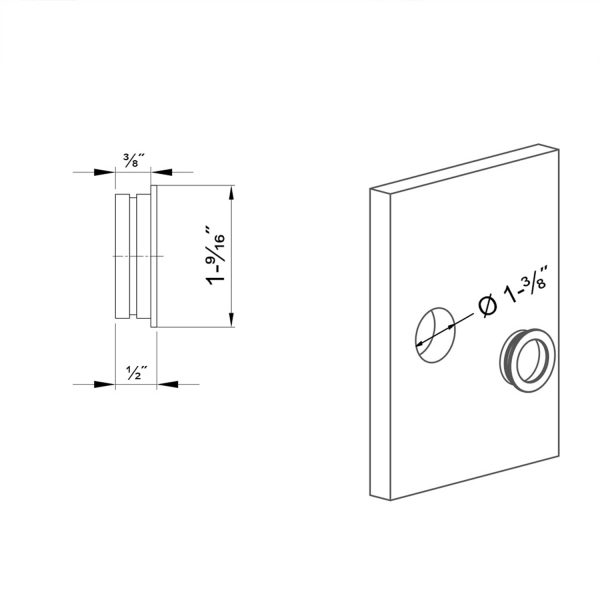 Drawing with dimensions of our round flush pull handle