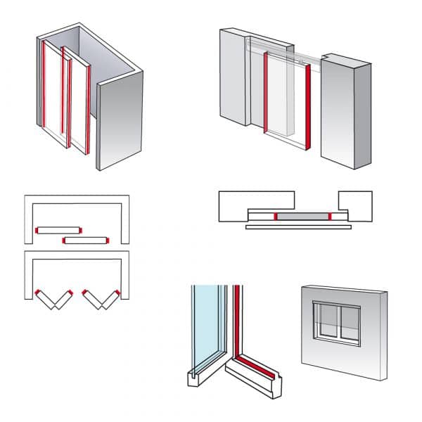 Installation drawing of our grey self-adhesive brush seal – 1/8″ height