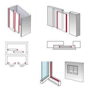 Installation drawing of our white self-adhesive brush seal – 1/8″ height