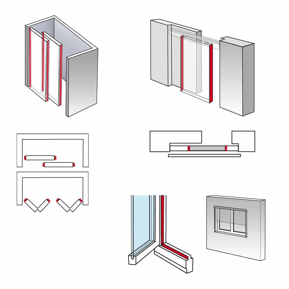 Installation drawing of our white self-adhesive brush seal – 1/8″ height