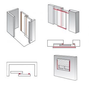 Installation drawing of our grey self-adhesive brush seal – 1/2″ height